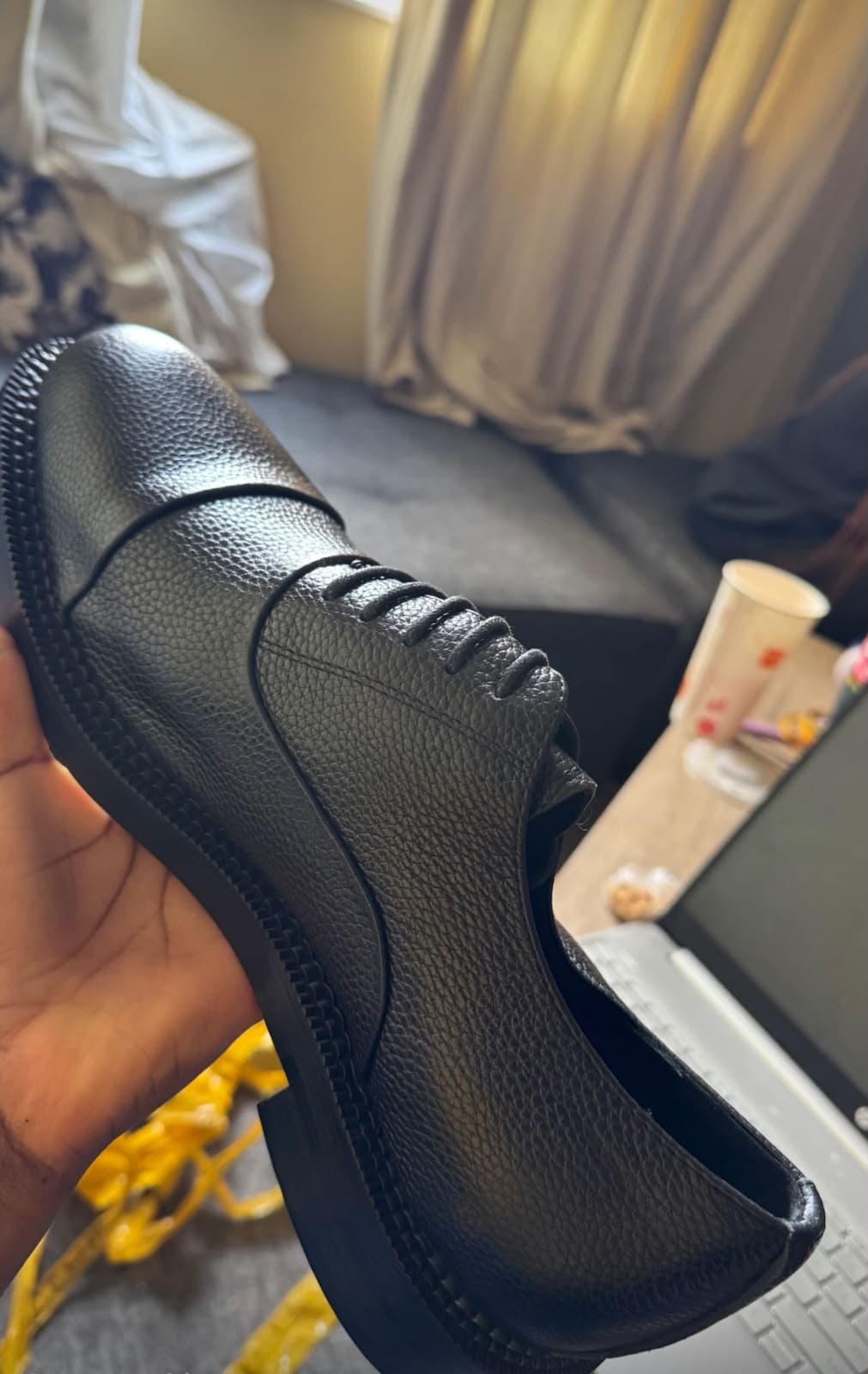 Noir Pebbled Cap-Toe Oxford real life photo