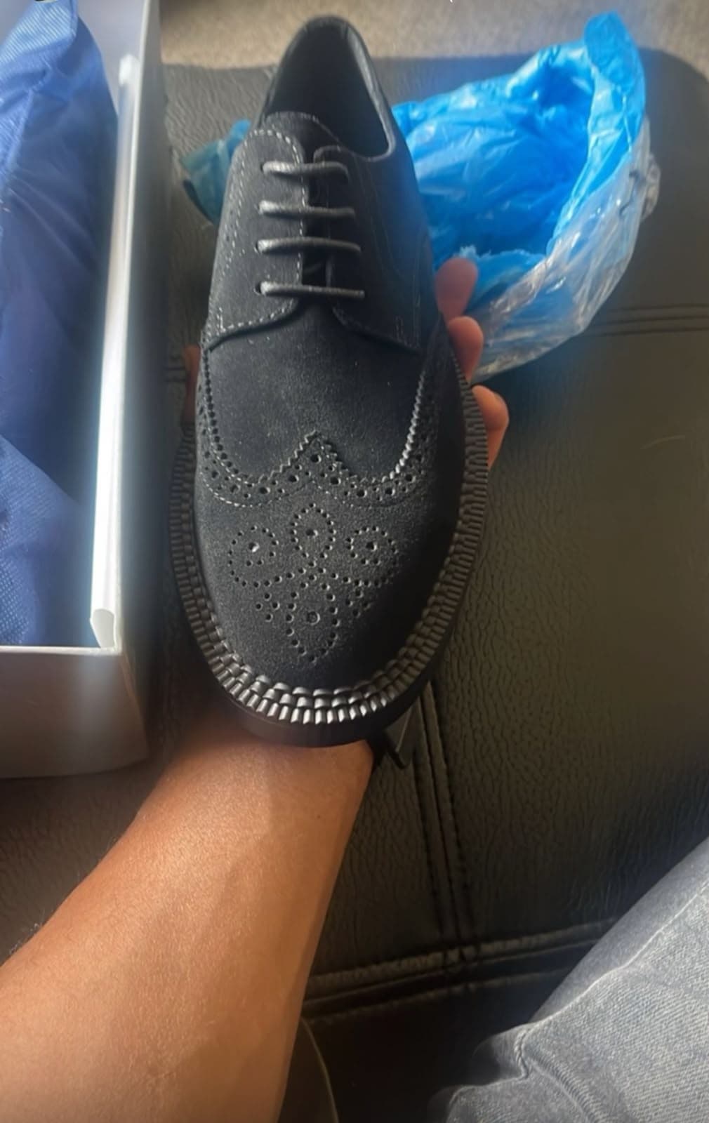 Noir Suede Brogue Oxford real life 1