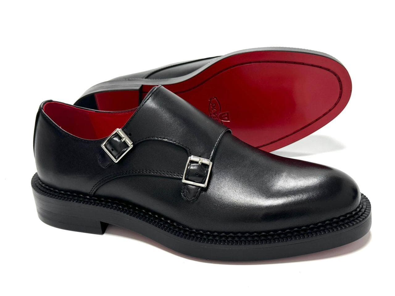 Noir Double Monk — Silver & Red