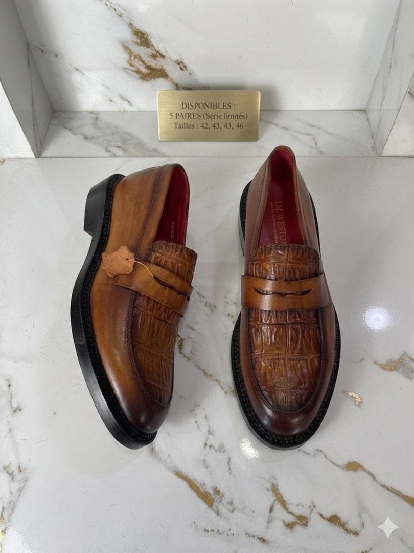 Cognac Croc Penny Loafer