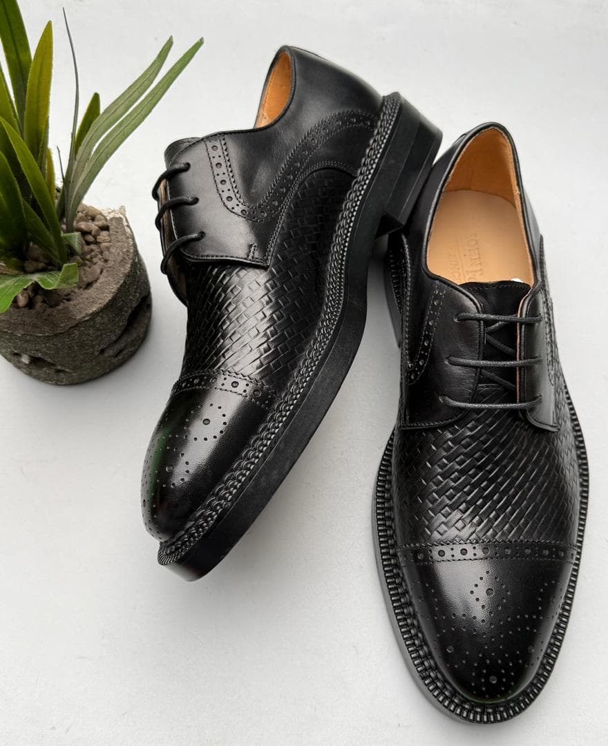 Black Woven Brogue Derby