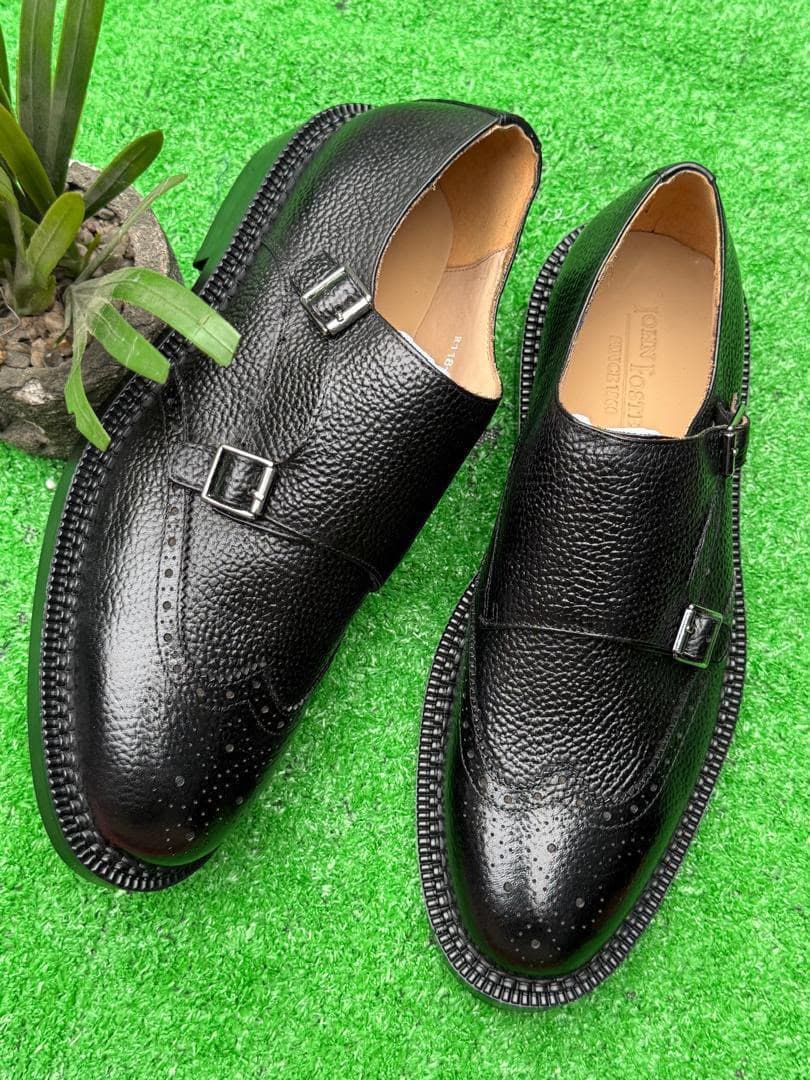 Black Pebbled Double Monk Brogue